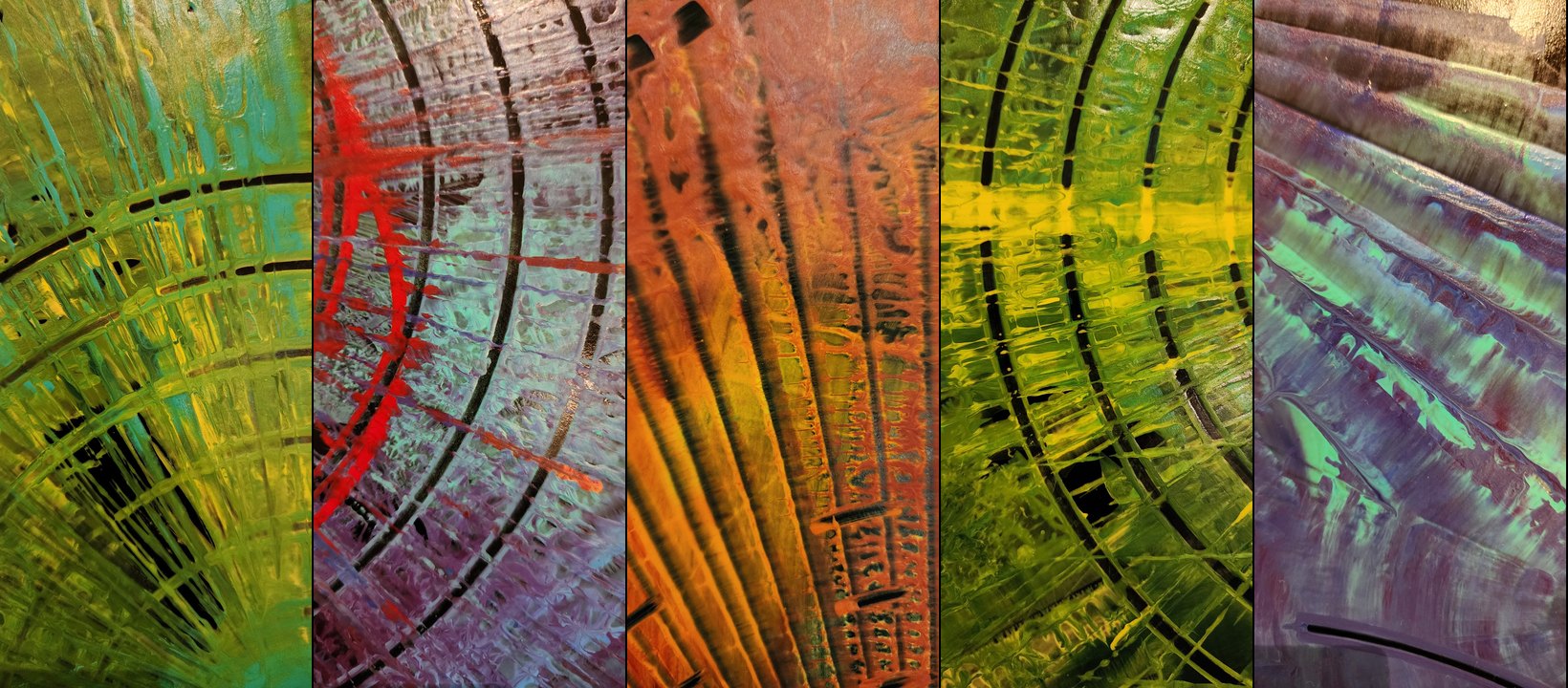 Close-up details of painted surfaces from the Circles Collection