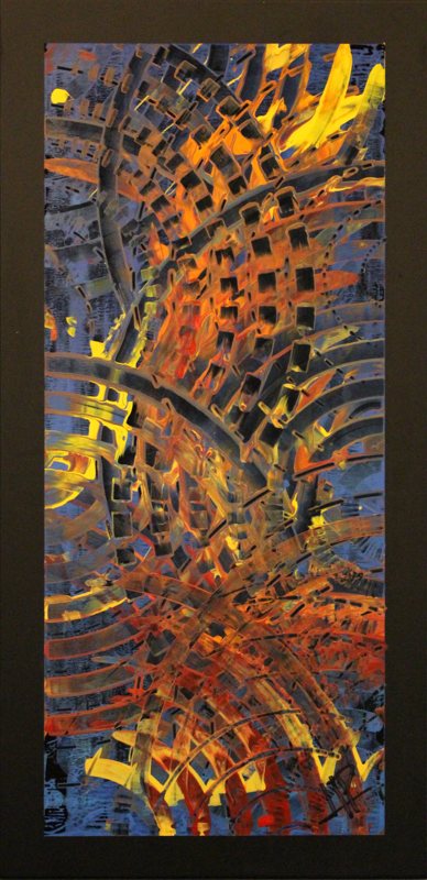 Night Embers, C-03V, acrylic on black aluminum
