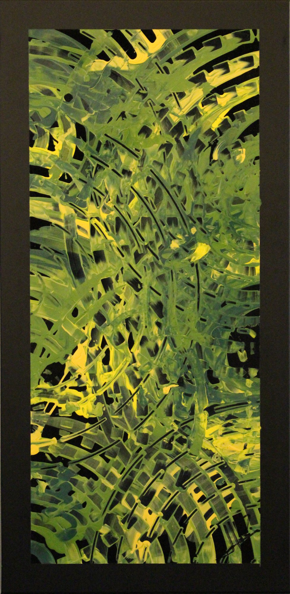 Under the Ferns, C-06V, acrylic on black aluminum, 23 × 46 cm