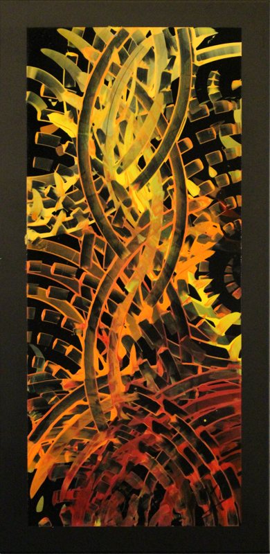 Twin Helix, C-07V, acrylic on black aluminum