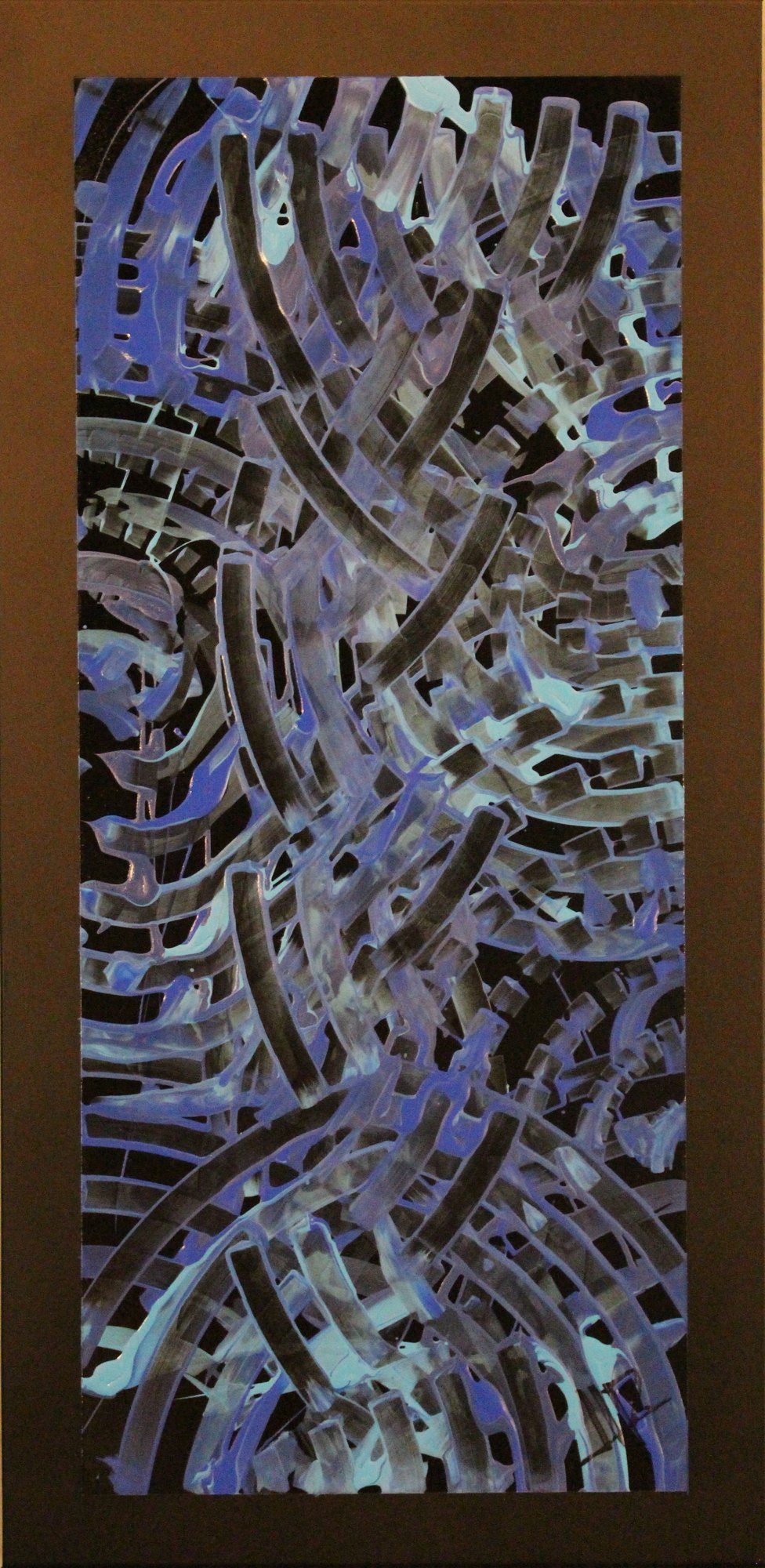 Blue Weave, C-08V, acrylic on black aluminum, 23 × 46 cm
