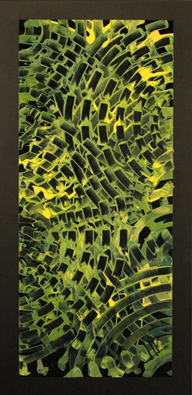 Emerald Mesh, C-09V, acrylic on black aluminum