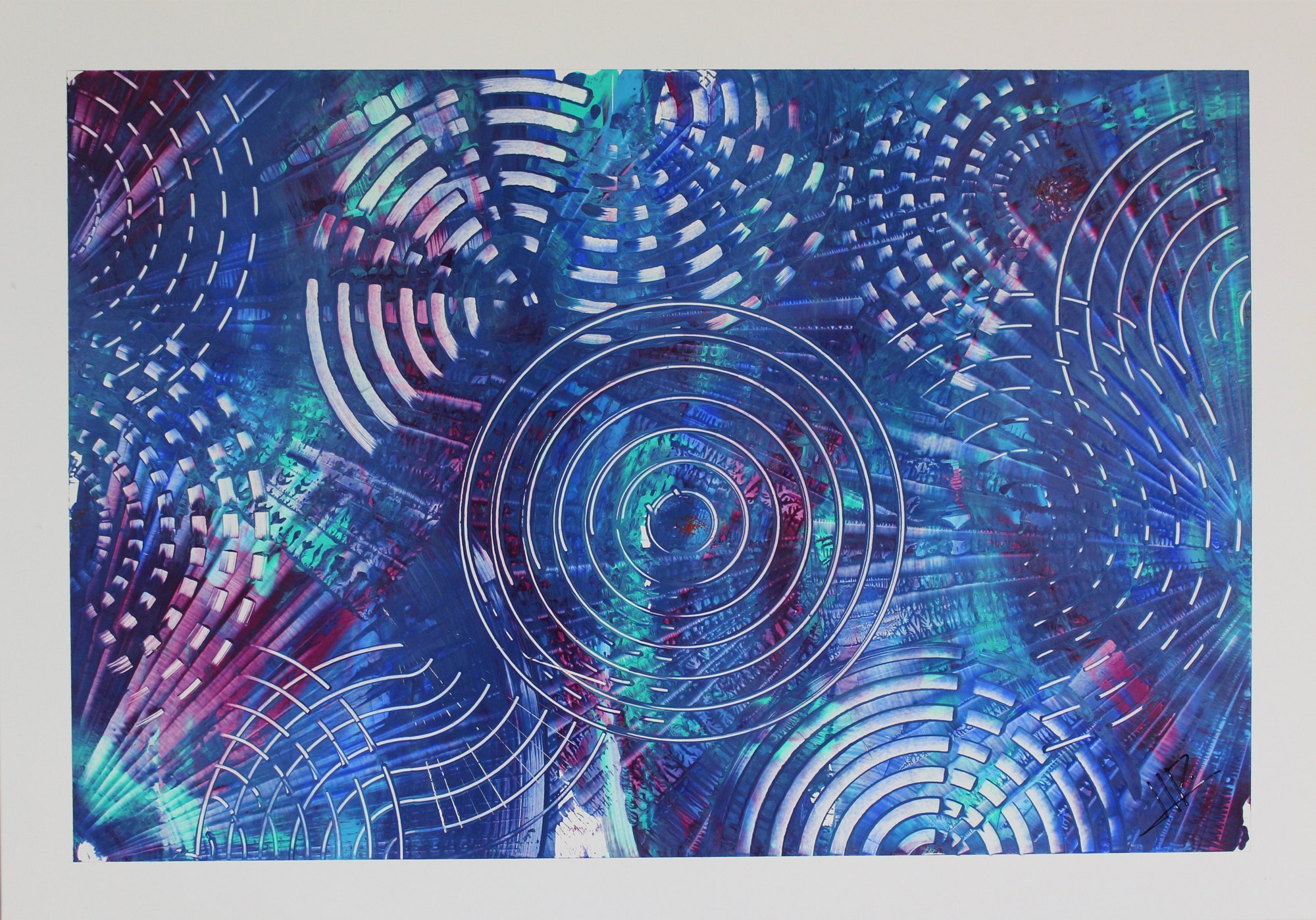 Dynamic Circles, CB-08H, acrylic on white aluminum, 85 × 60 cm