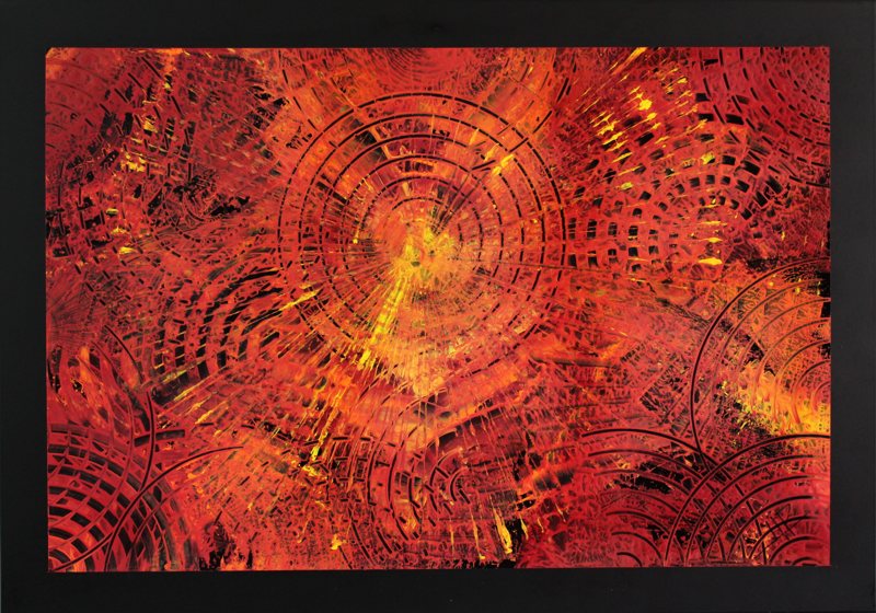 Ember Rings, CN-01H, acrylic on black aluminum