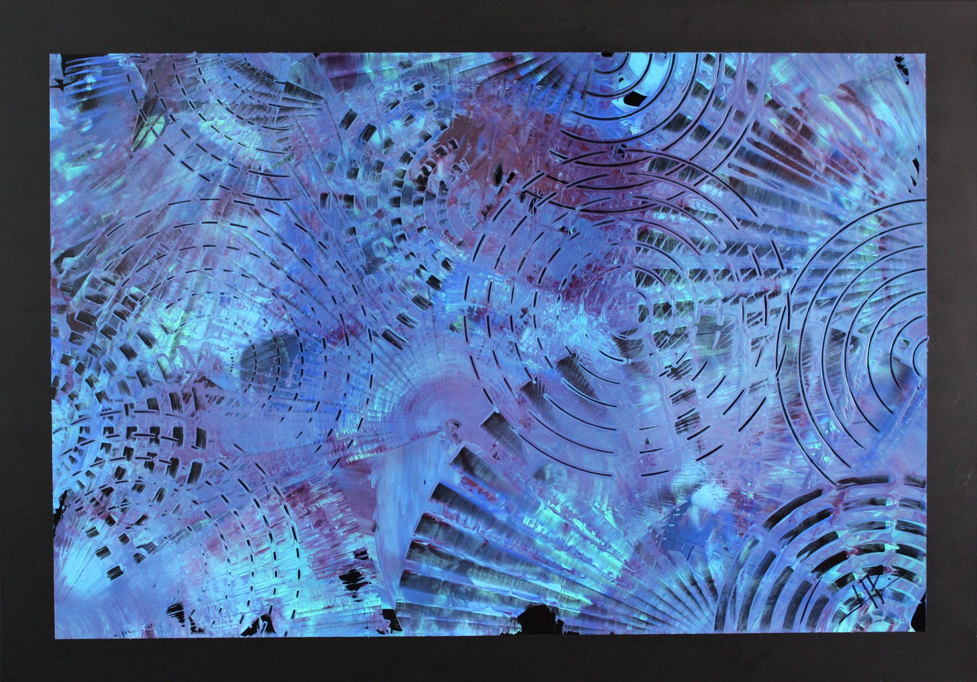 Fluid Harmony, CN-03H, acrylic on black aluminum, 85 × 60 cm