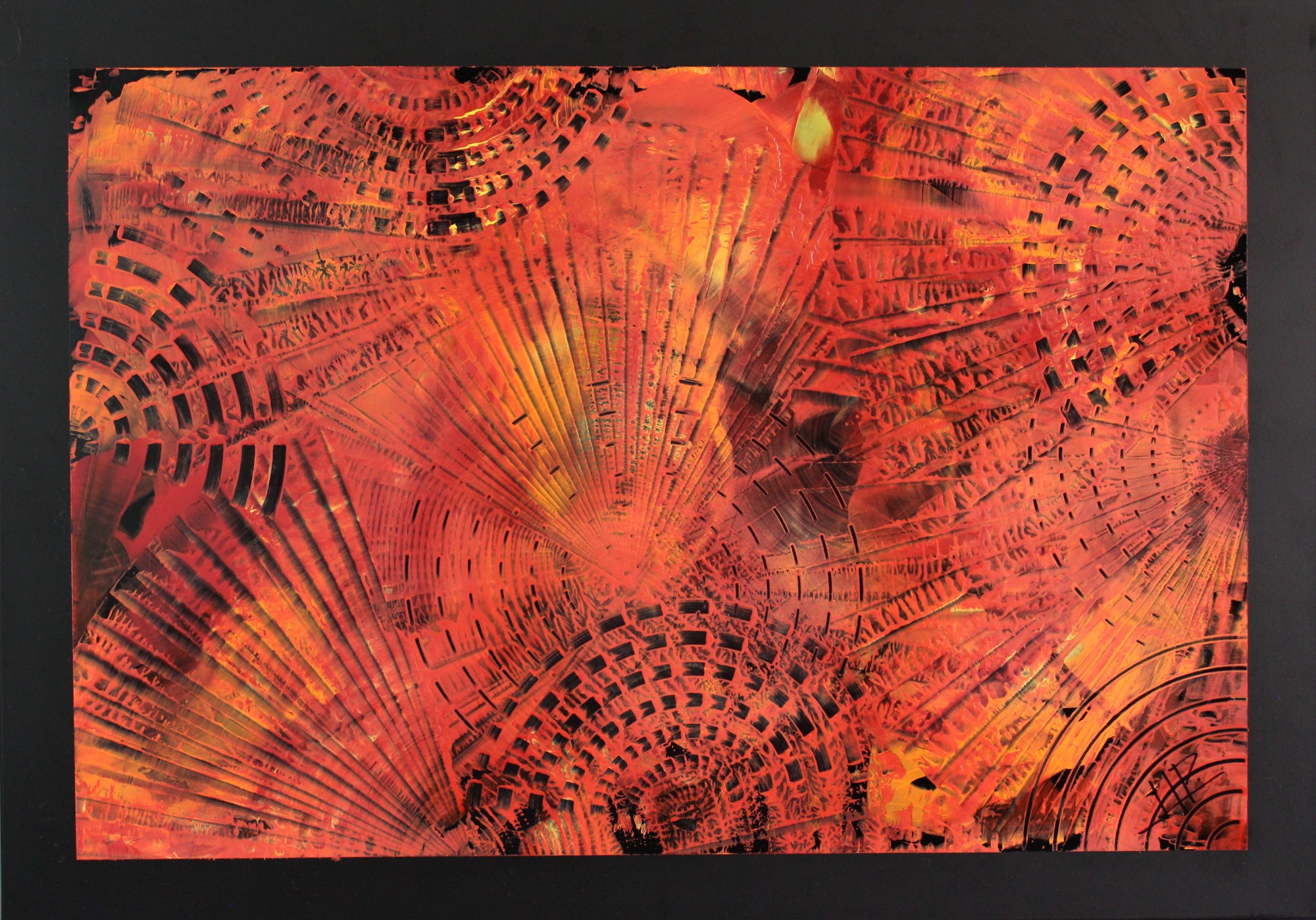Fire Shells, CN-07H, acrylic on black aluminum, 85 × 60 cm