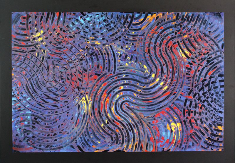 Moving Serpentines, CN-08H, acrylic on black aluminum