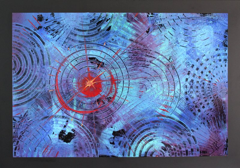 Blue Bang, CN-09H, acrylic on black aluminum